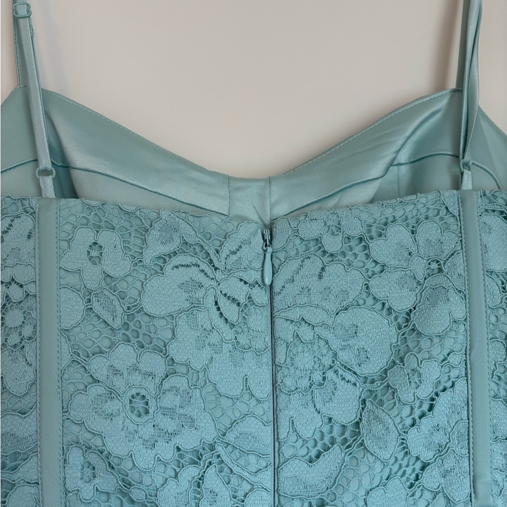 Lace Midi Dress in Light Aqua - Picture 6 of 7